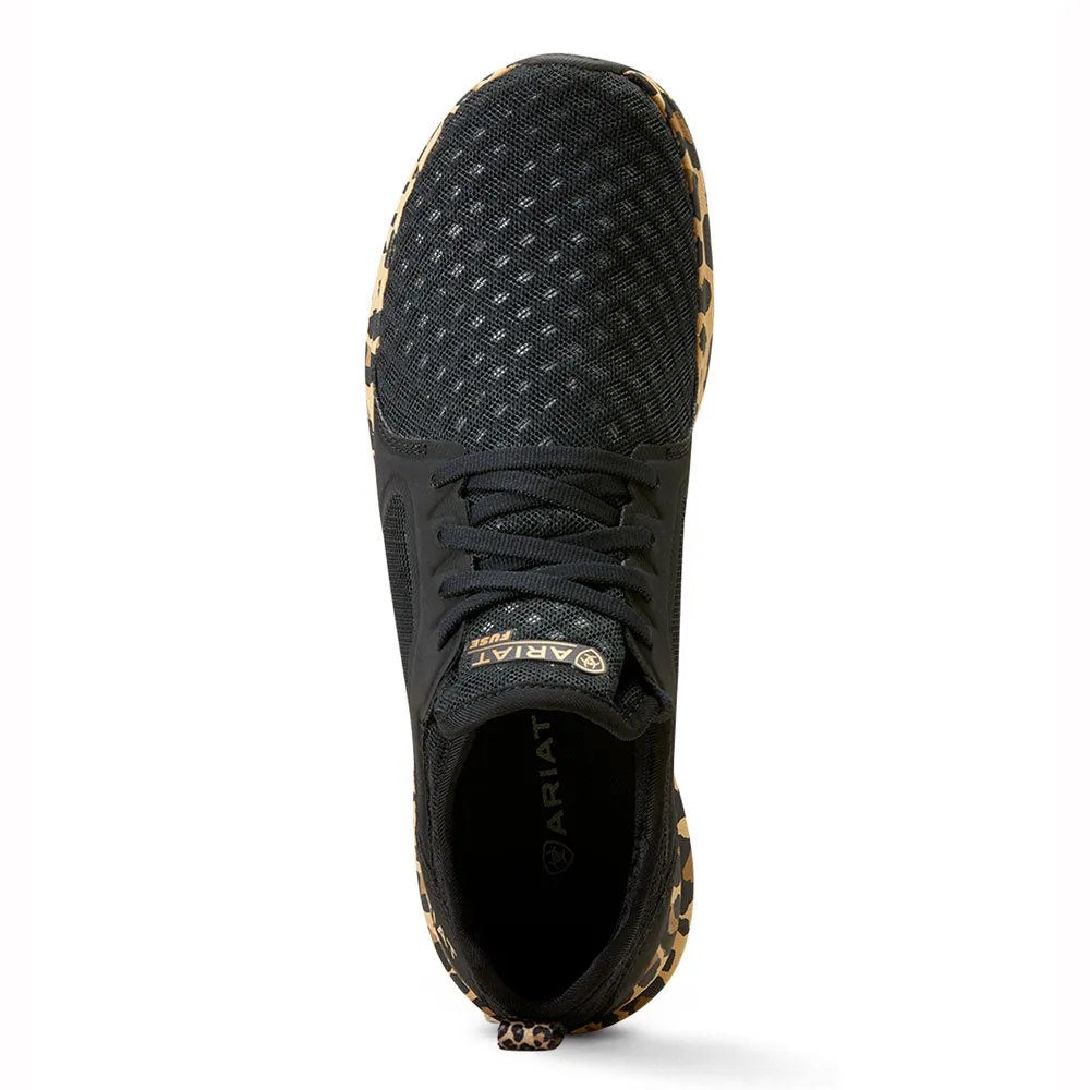10042462 Ariat Women's Fuse Shoe - Black Mesh with Leopard Print Sole