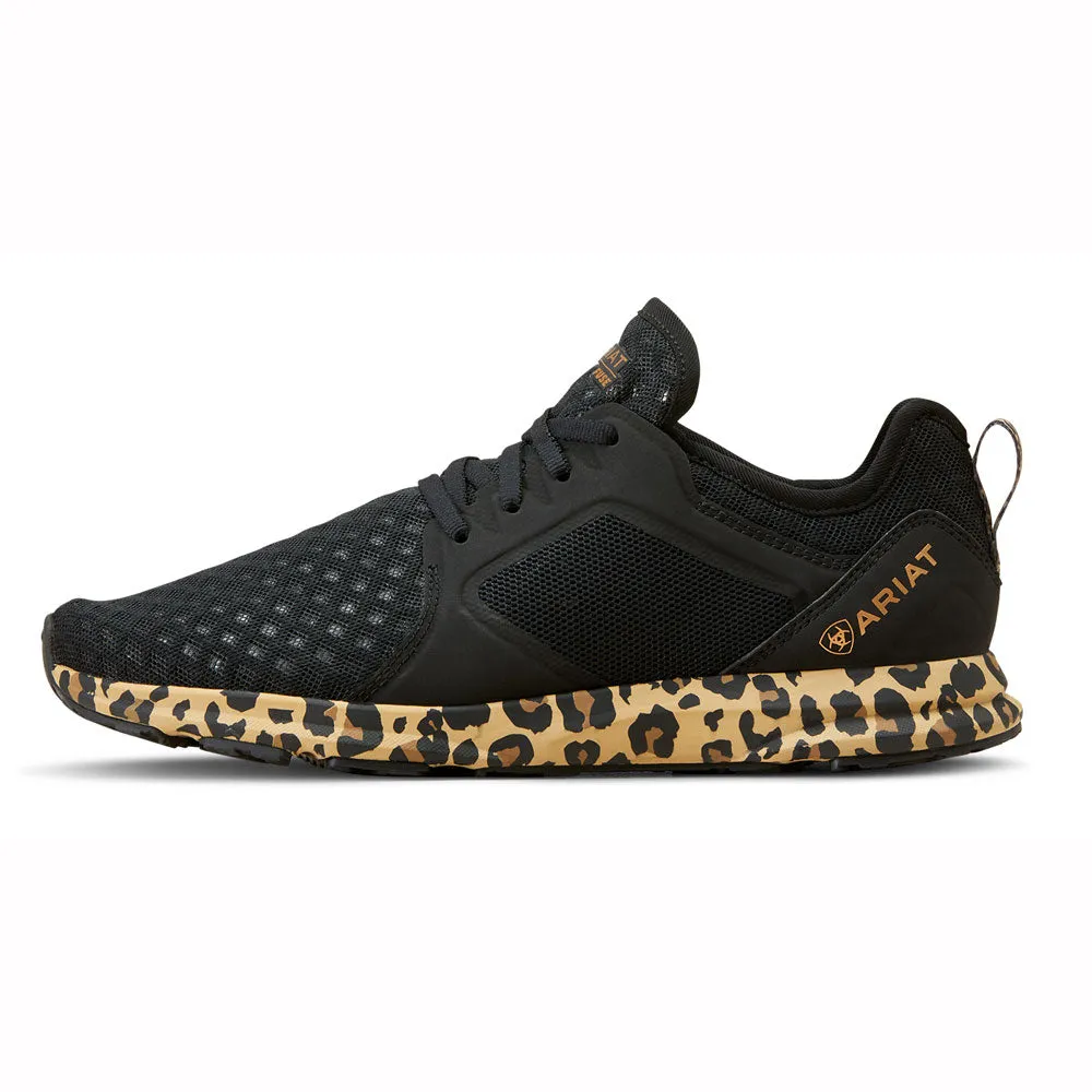 10042462 Ariat Women's Fuse Shoe - Black Mesh with Leopard Print Sole