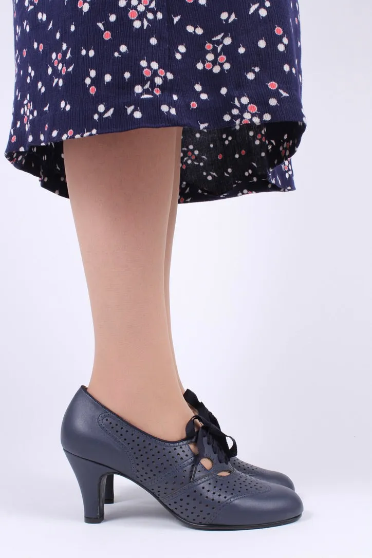 1930s everyday oxford high heel shoes - Marine Blue - Marie