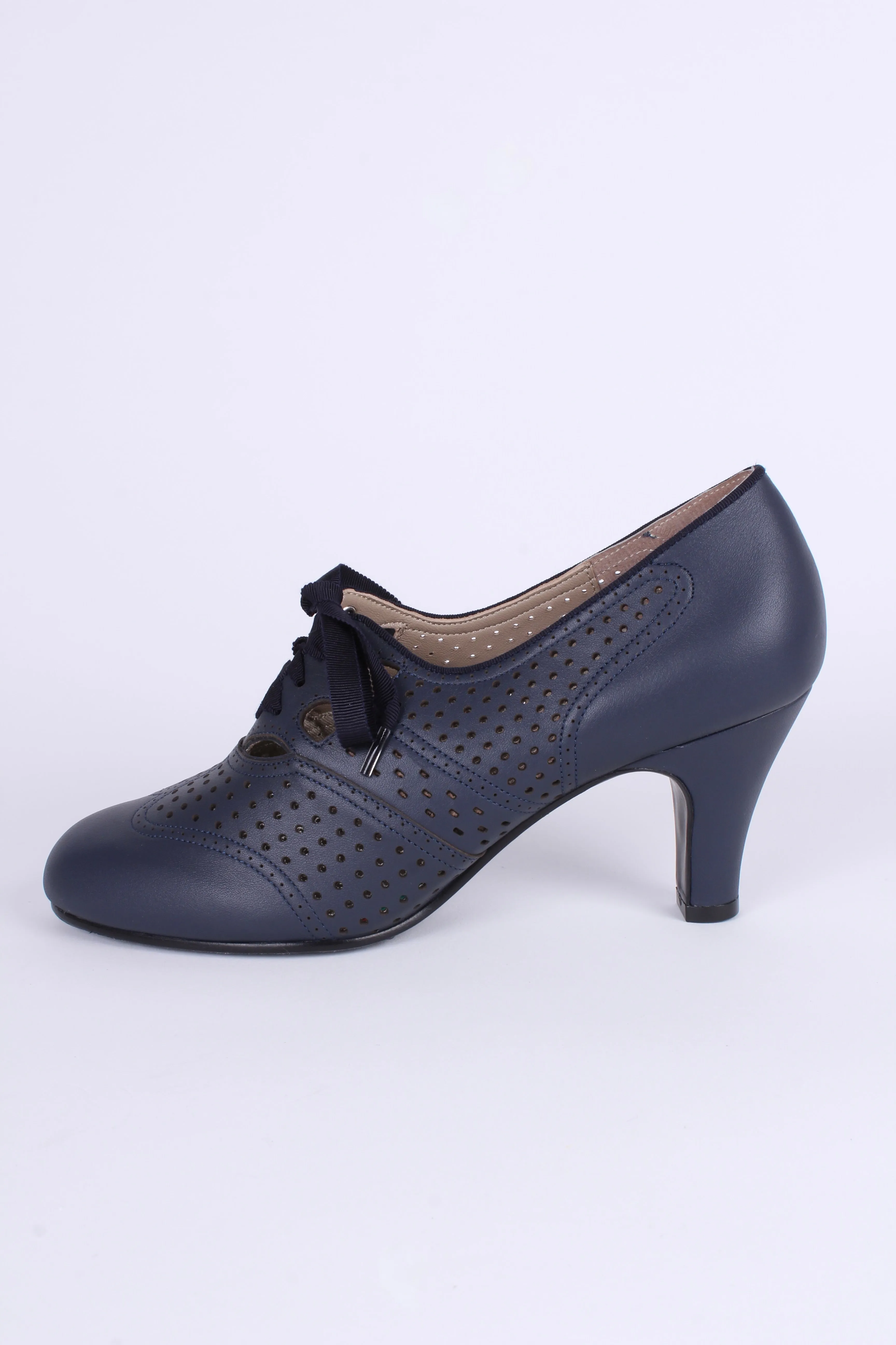 1930s everyday oxford high heel shoes - Marine Blue - Marie