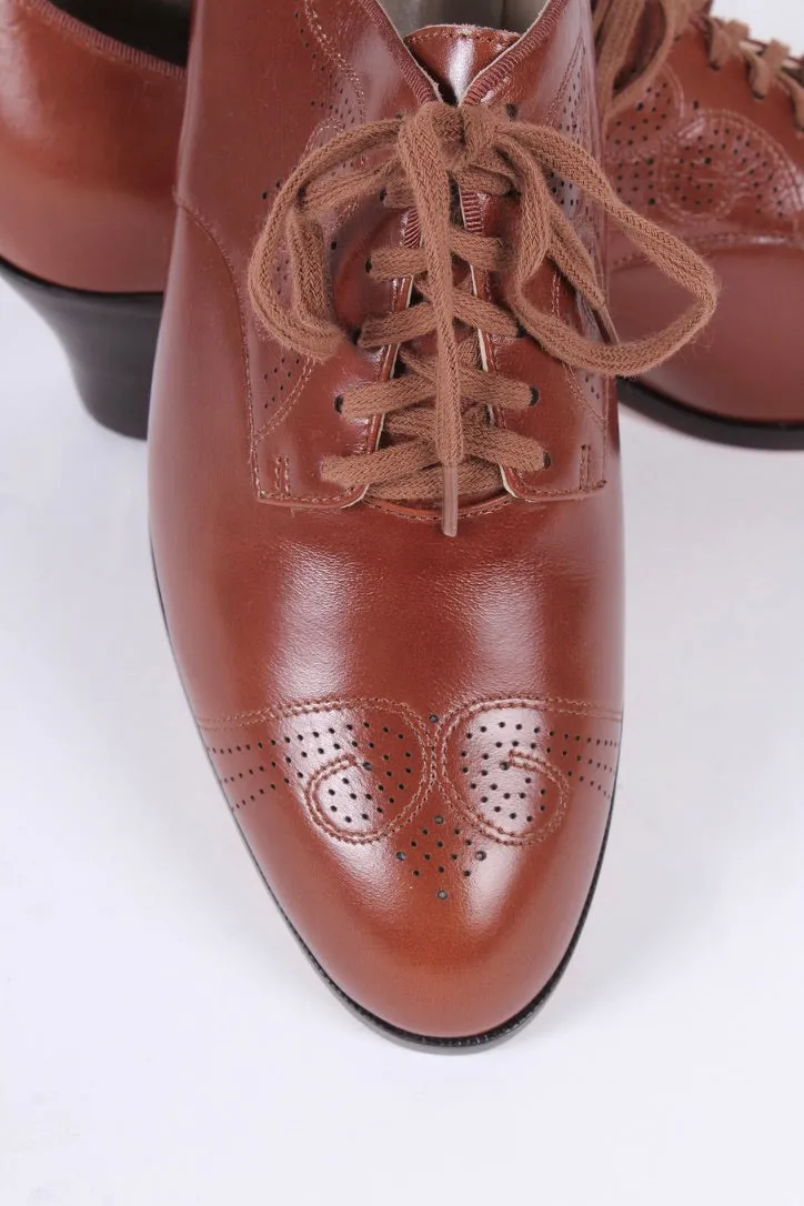 1930s everyday oxford shoes, Cognac Brown, Juliette