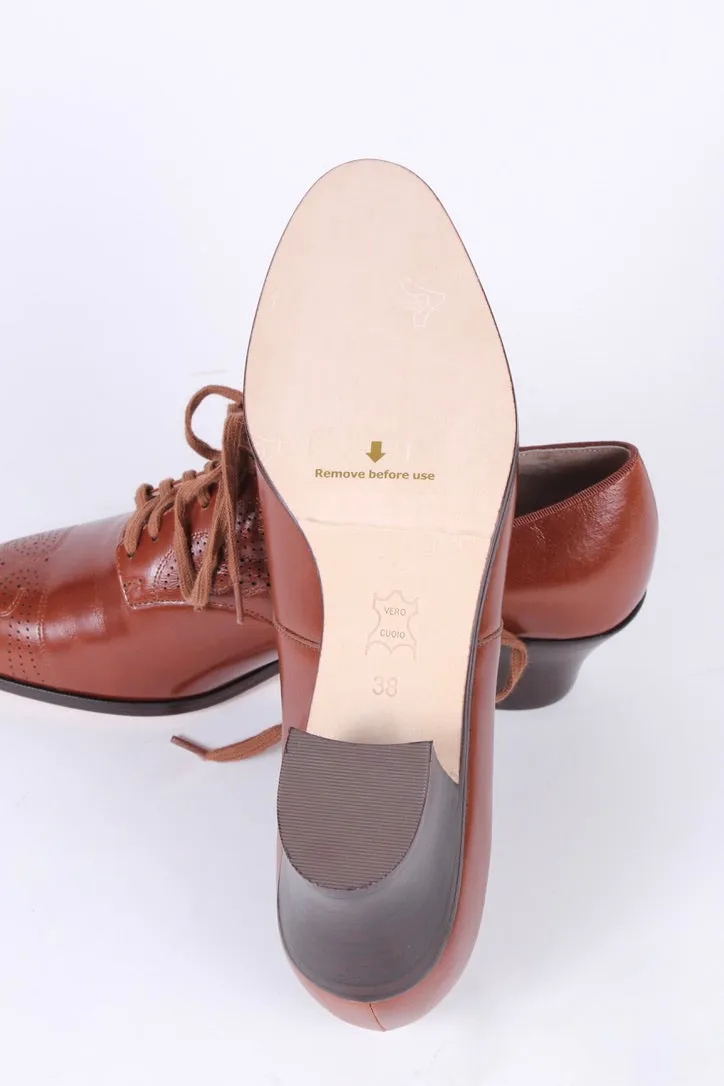 1930s everyday oxford shoes, Cognac Brown, Juliette
