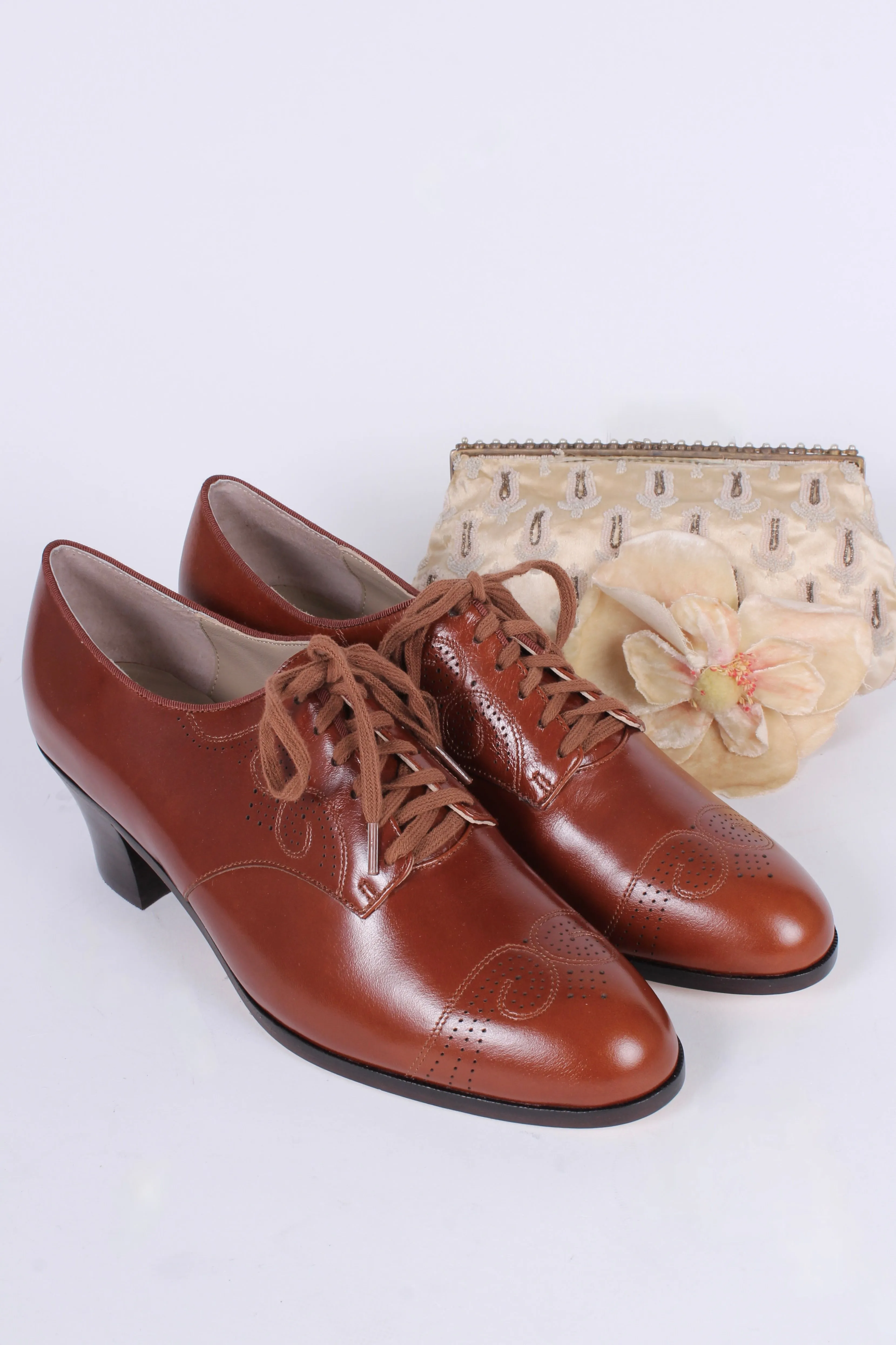 1930s everyday oxford shoes, Cognac Brown, Juliette