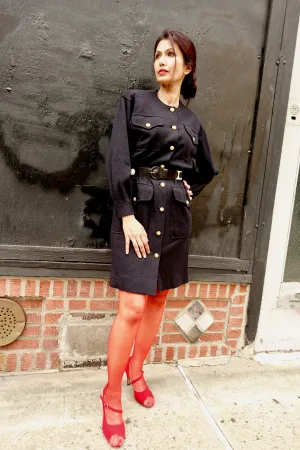 1980's Yves Saint Laurent Navy Military Dress - SOLD