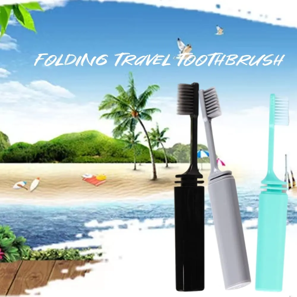 3 Pieces Folding Travel Toothbrush Portable Toothbrush Mini Portable Folding Soft Toothbrush for Camping Hiking and Backpacking