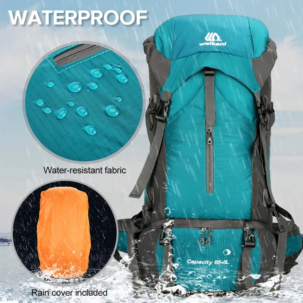70L Camping Backpack With Rain Cover Outdoor Hiking and Travel.