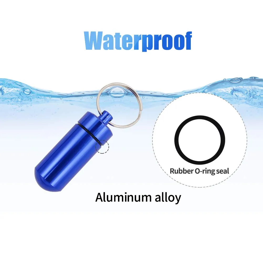 7PCS Mini Aluminum Keychain Pill Holder Fob, Waterproof Tablet Case Box, Little Single Daily Pill Bottle for 7 Day