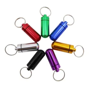 7PCS Mini Aluminum Keychain Pill Holder Fob, Waterproof Tablet Case Box, Little Single Daily Pill Bottle for 7 Day
