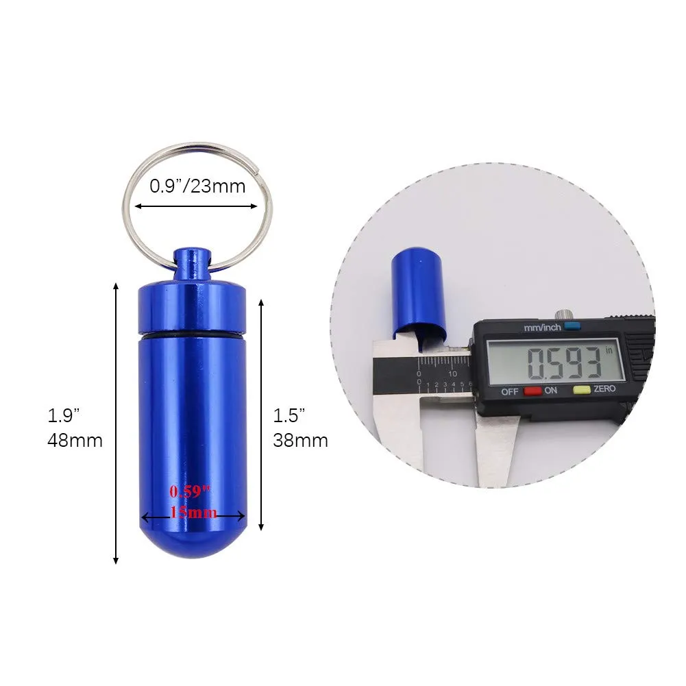 7PCS Mini Aluminum Keychain Pill Holder Fob, Waterproof Tablet Case Box, Little Single Daily Pill Bottle for 7 Day