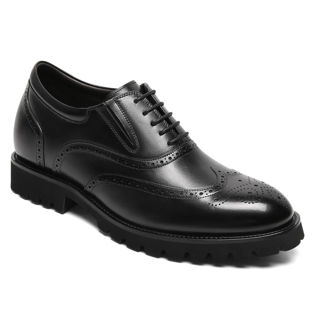 8 CM /3.15 Inches CMR CHAMARIPA Men's Brown Leather Elevator Brogue Oxford Shoes
