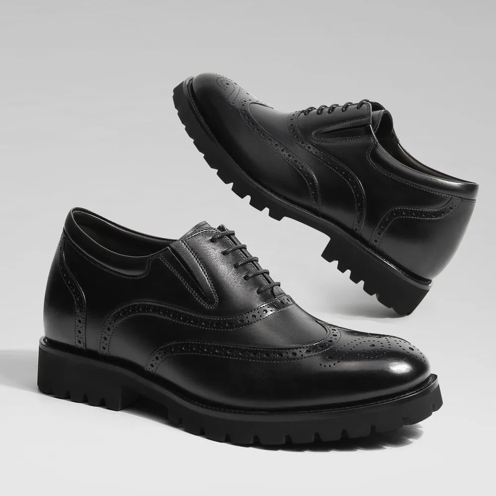 8 CM /3.15 Inches CMR CHAMARIPA Men's Brown Leather Elevator Brogue Oxford Shoes