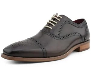 Ag114 Brown Oxford Shoes Men’s Leather Cap Toe