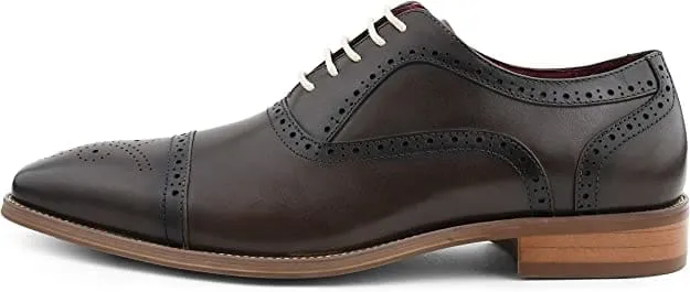 Ag114 Brown Oxford Shoes Men’s Leather Cap Toe