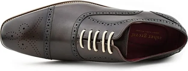 Ag114 Brown Oxford Shoes Men’s Leather Cap Toe