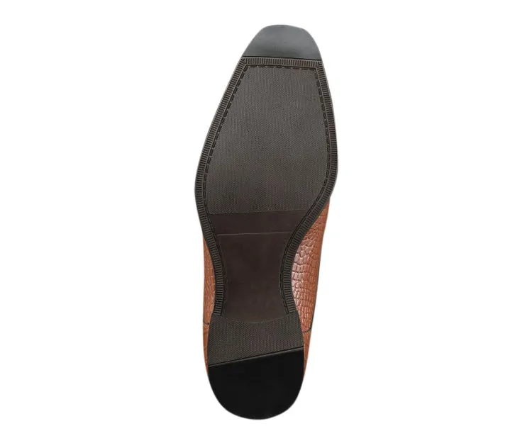 Amali Harvey Men's Cognac Crocodile Leather Oxford Shoes