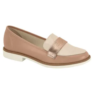 Beira Rio 4170-423 Round Toe Loafer Flat in Nude/Cream/Rose Gold