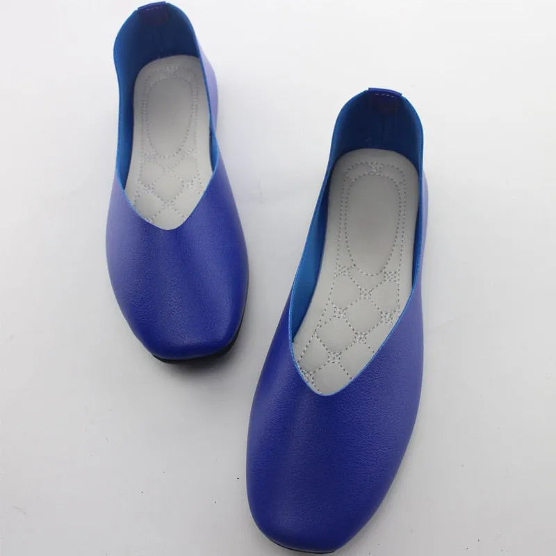 Big Size Women Flats Candy Color Shoes Woman Loafers Square Toe Spring Autumn Flat Casual Shoes Comfortable Plus Size 35-42