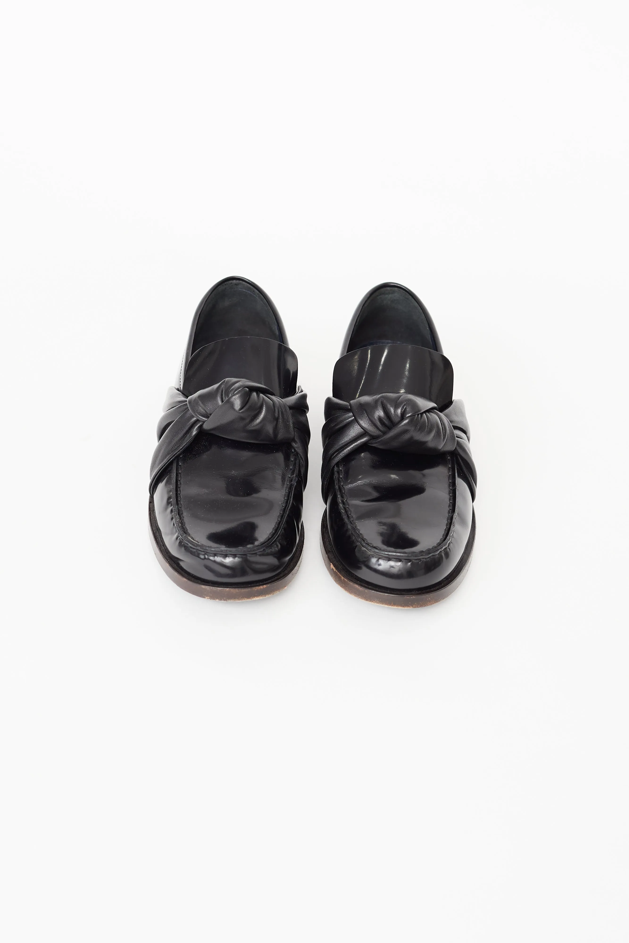 Black Leather Knotted Loafer