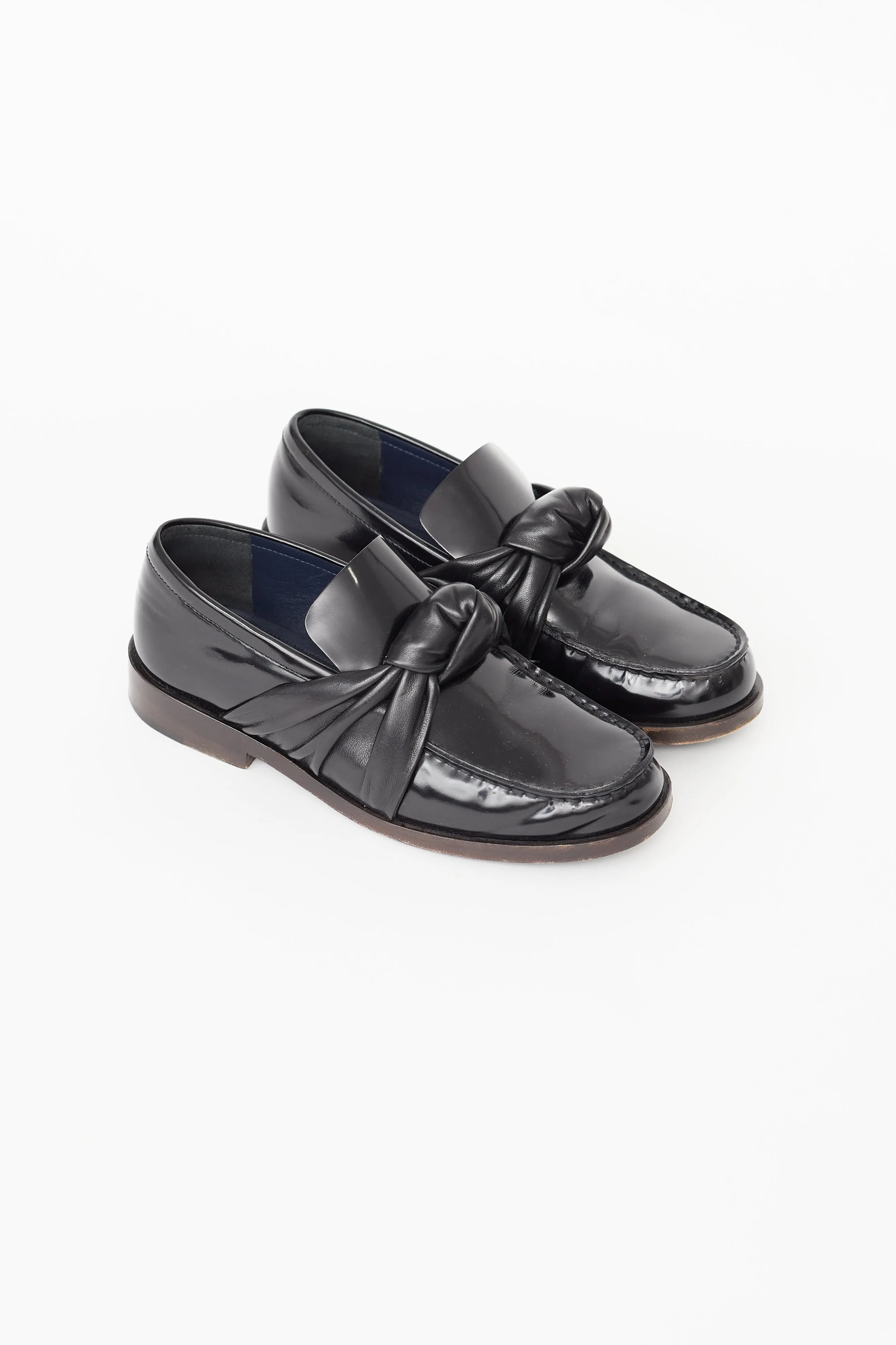 Black Leather Knotted Loafer