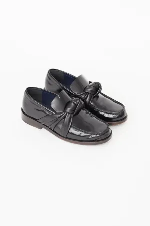 Black Leather Knotted Loafer