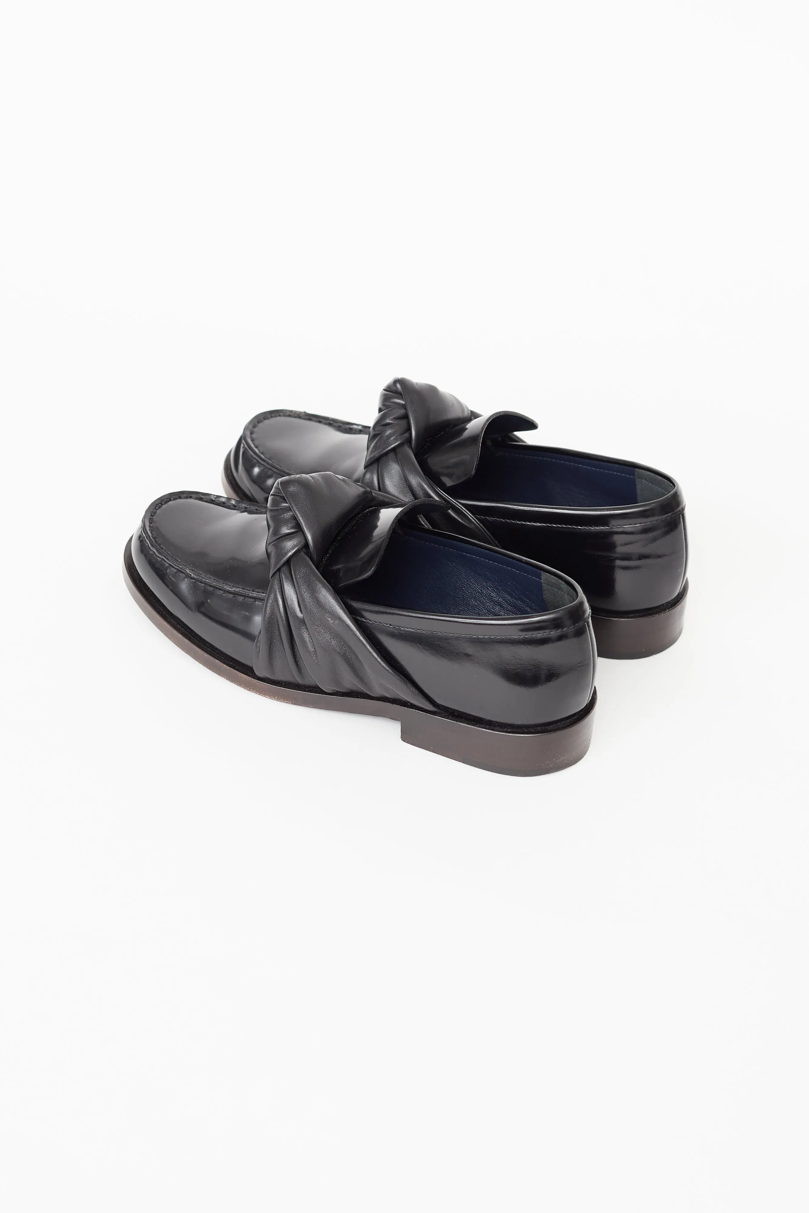 Black Leather Knotted Loafer