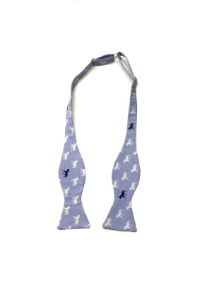 Blue Race Day Horses Self Tie Bow Tie