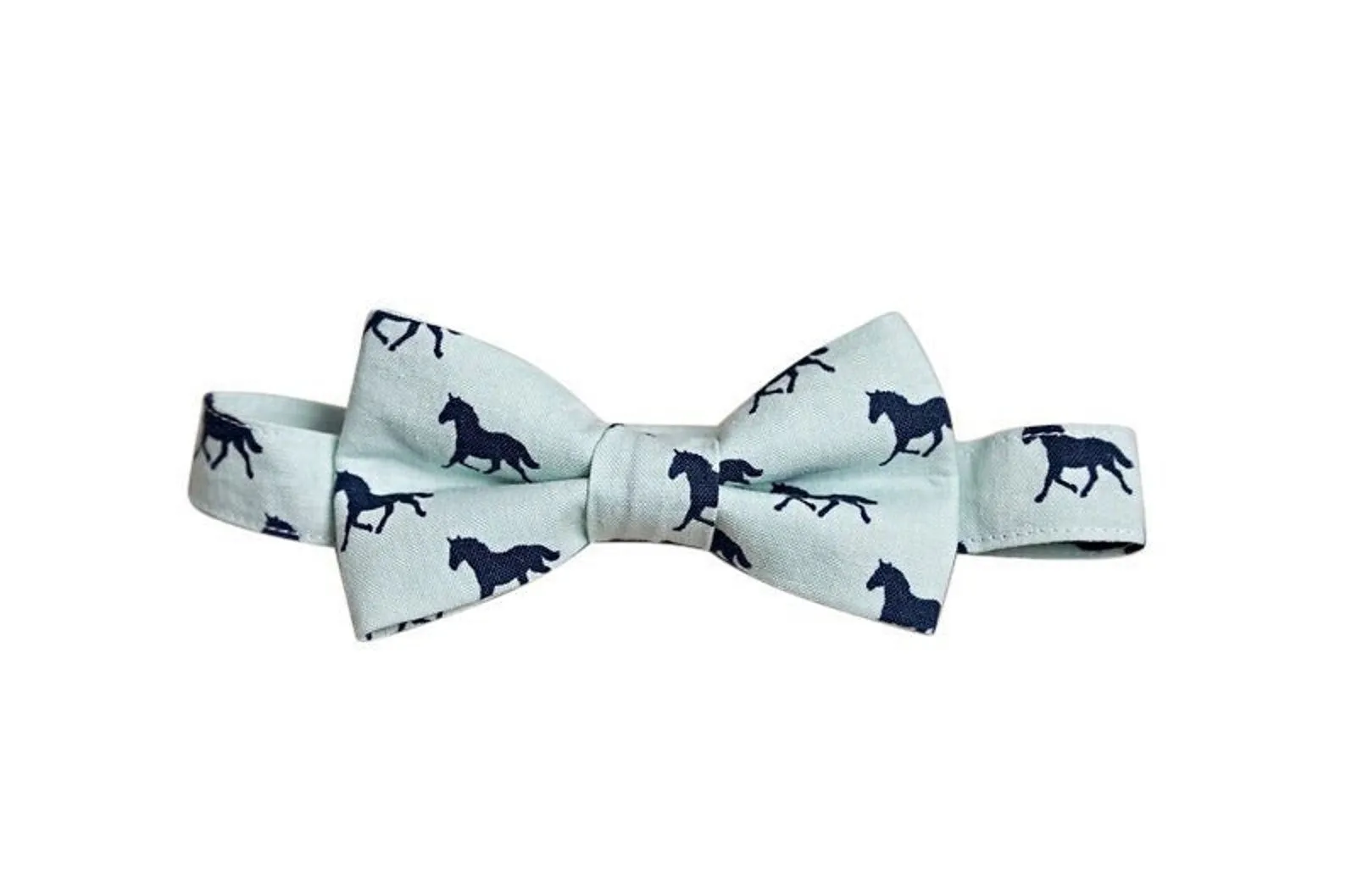 Blue Race Day Horses Self Tie Bow Tie