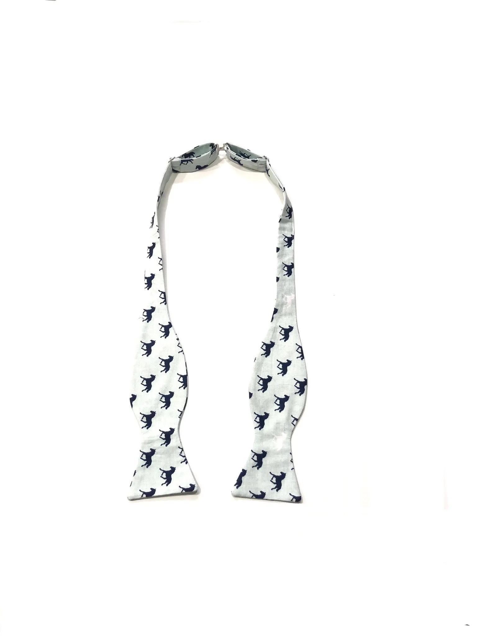 Blue Race Day Horses Self Tie Bow Tie
