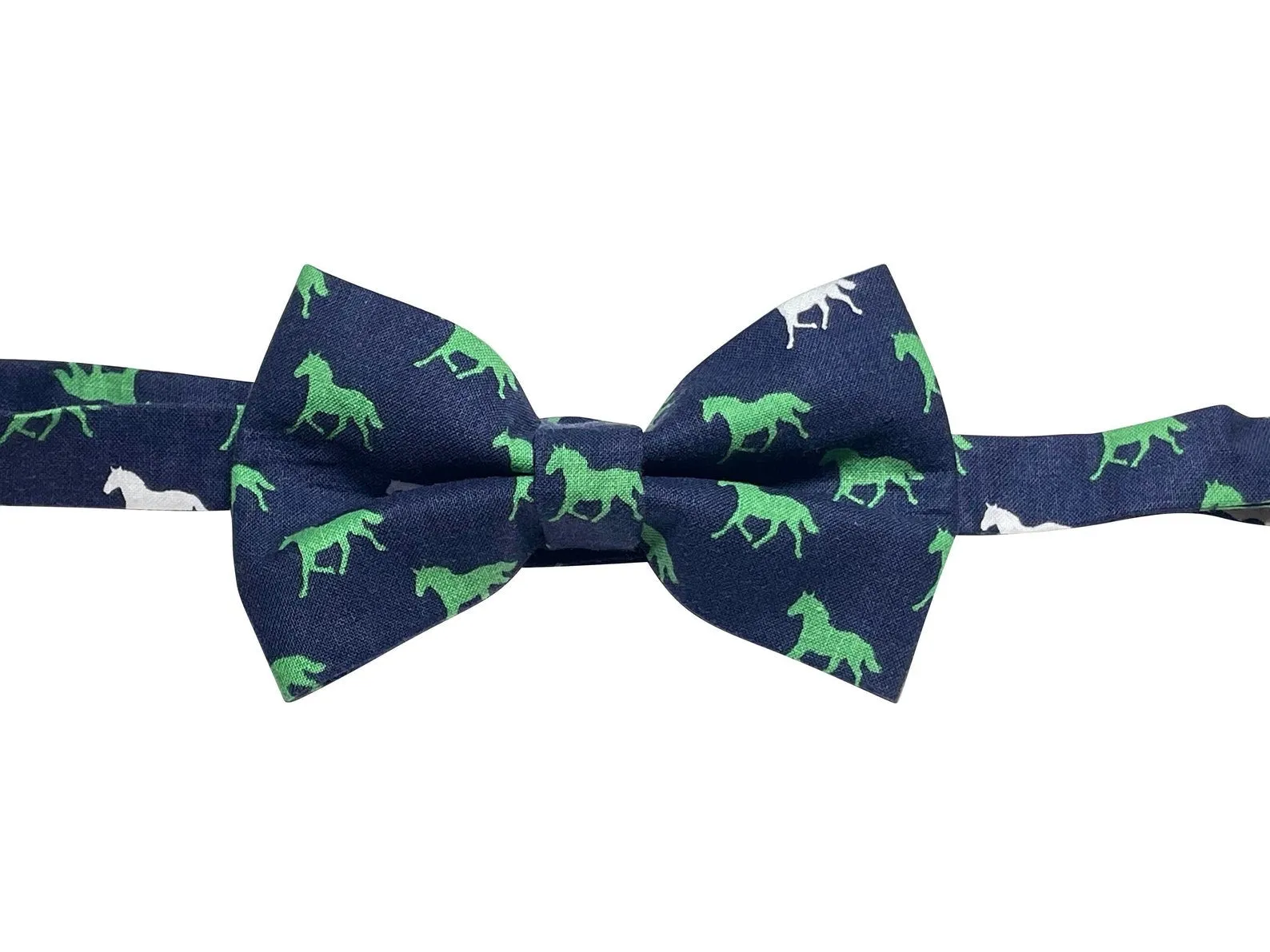 Blue Race Day Horses Self Tie Bow Tie