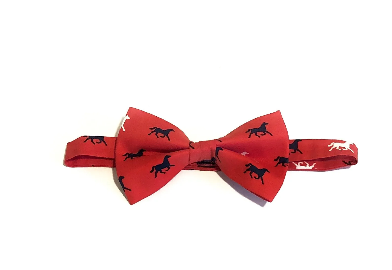 Blue Race Day Horses Self Tie Bow Tie