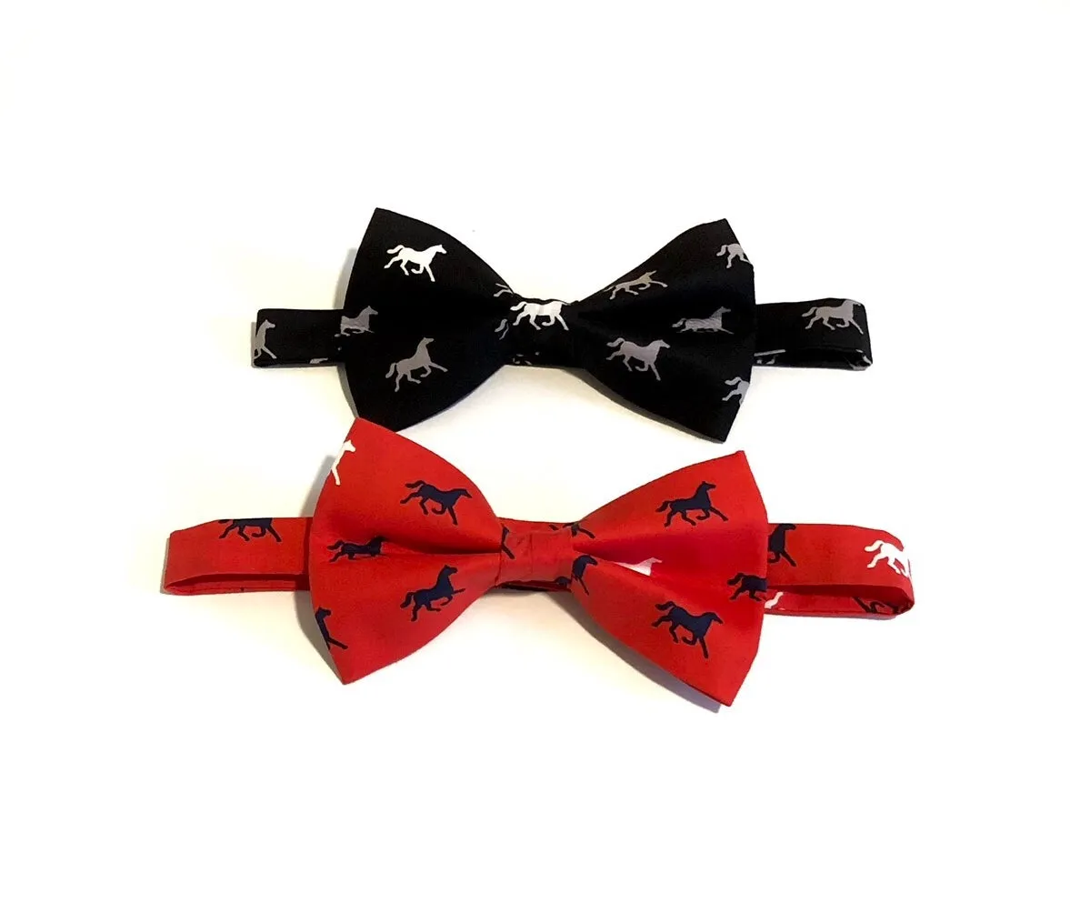 Blue Race Day Horses Self Tie Bow Tie