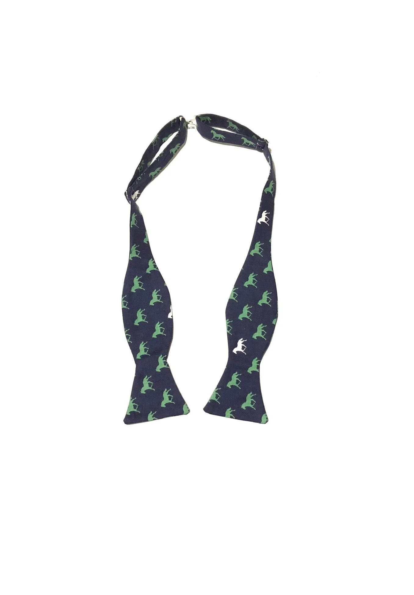 Blue Race Day Horses Self Tie Bow Tie
