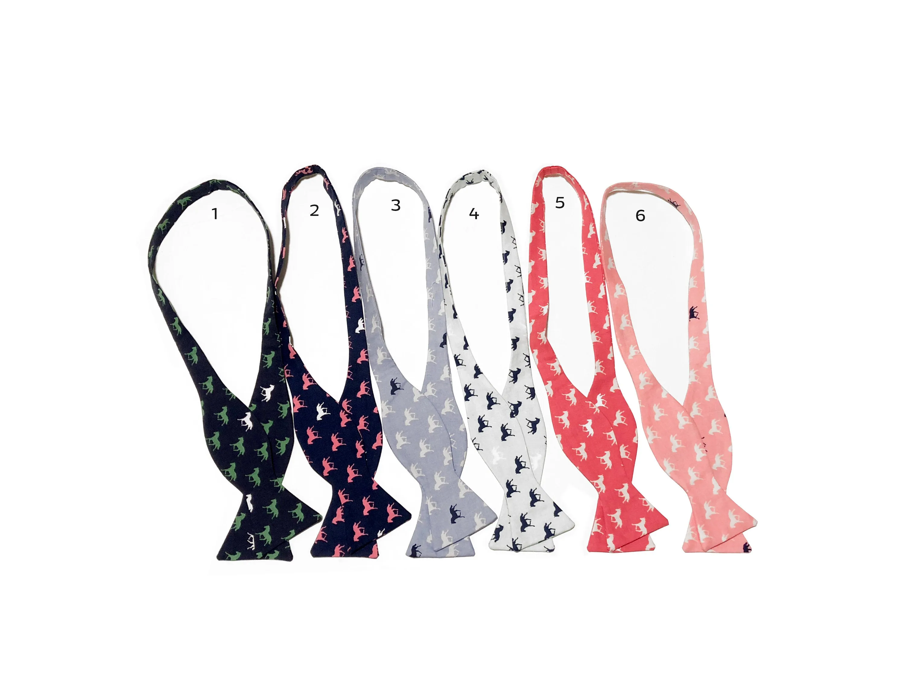 Blue Race Day Horses Self Tie Bow Tie