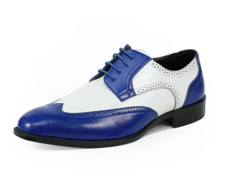 Bolano Elwyn Royal Blue Men's Pu Leather Derby Shoes