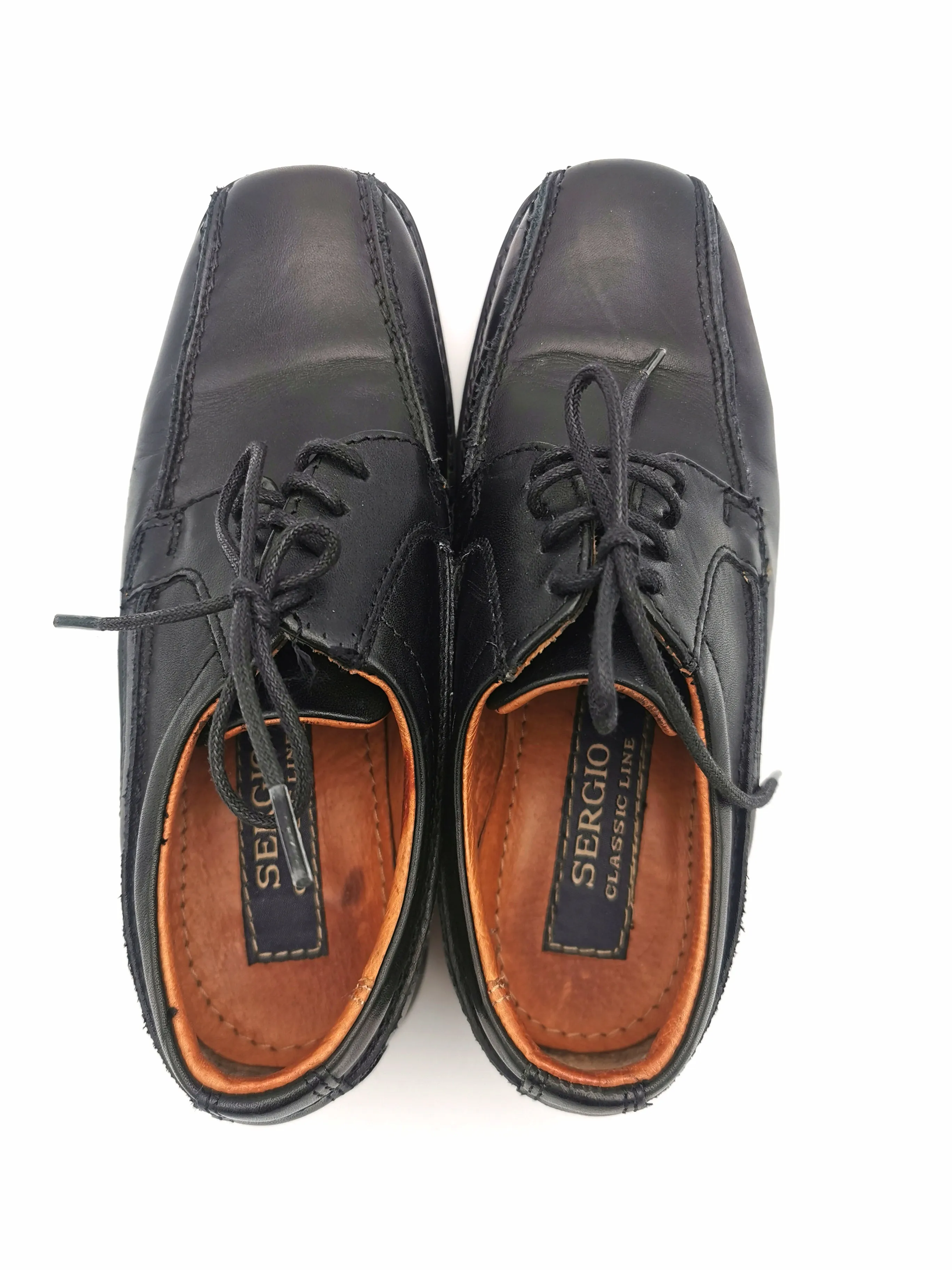 BOY SIZE 13.5 YOUTH - SERGIO CLASSIC LINE Dress Shoes, Black EUC B12