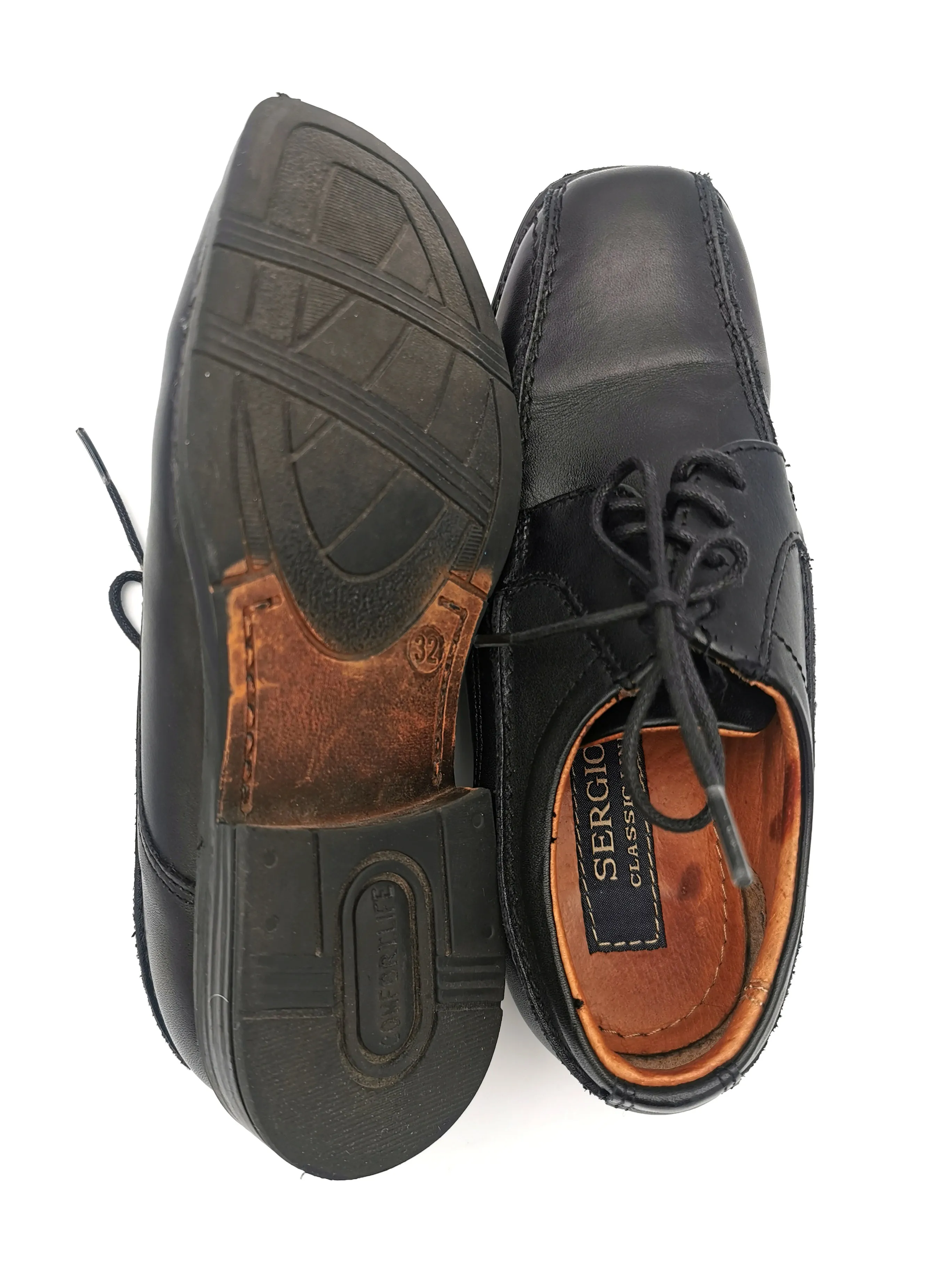 BOY SIZE 13.5 YOUTH - SERGIO CLASSIC LINE Dress Shoes, Black EUC B12