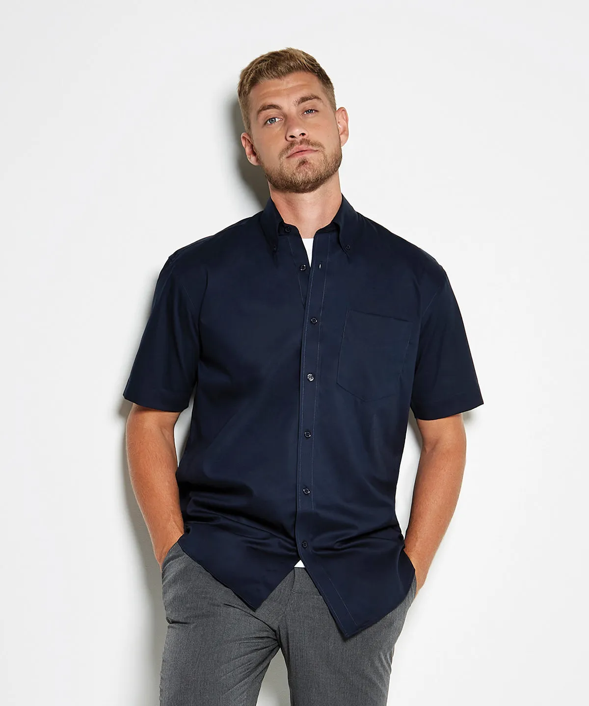 Charcoal - Corporate Oxford shirt short-sleeved (classic fit)