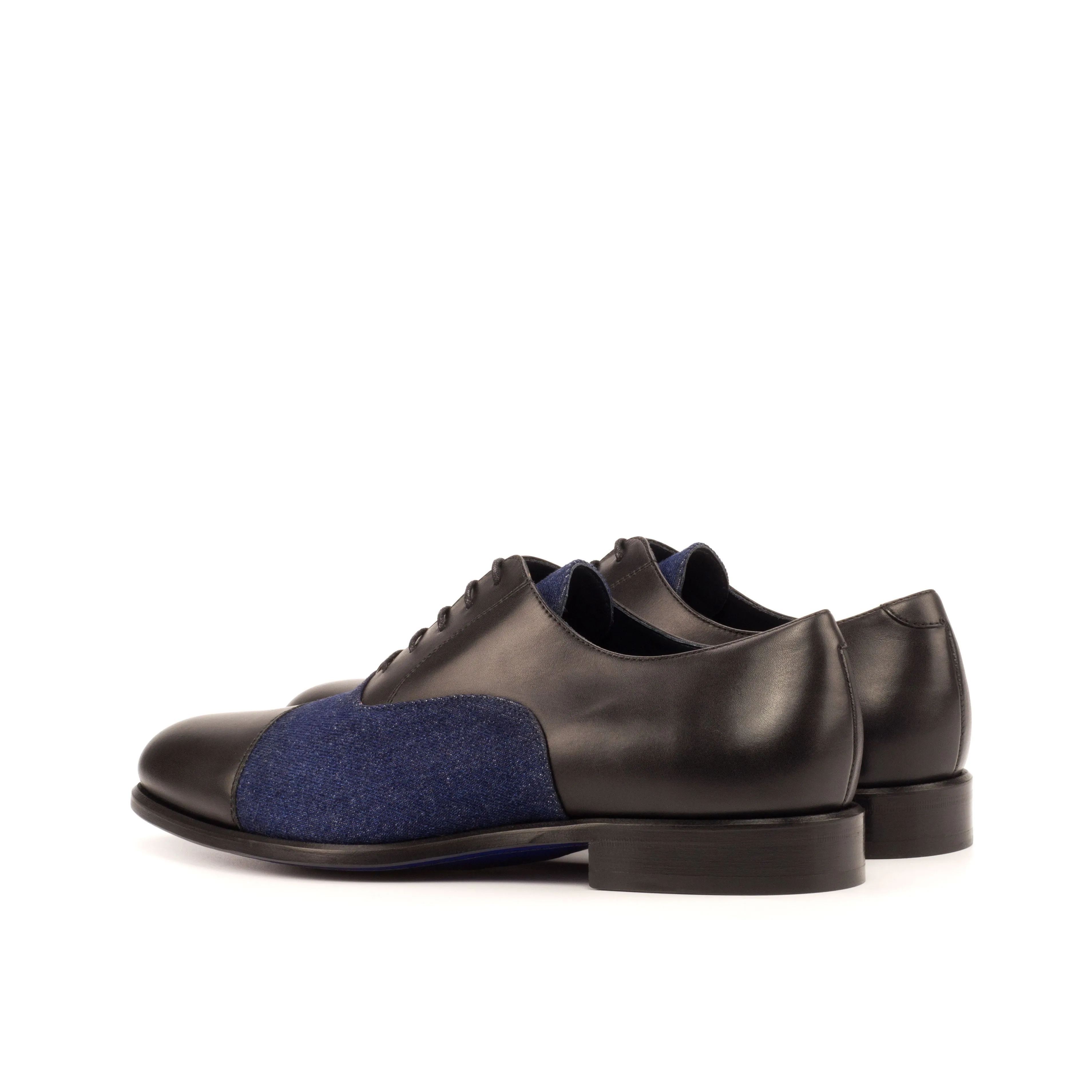 DapperFam Rafael in Black / Jeans Men's Sartorial & Italian Leather Oxford