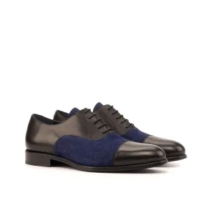 DapperFam Rafael in Black / Jeans Men's Sartorial & Italian Leather Oxford