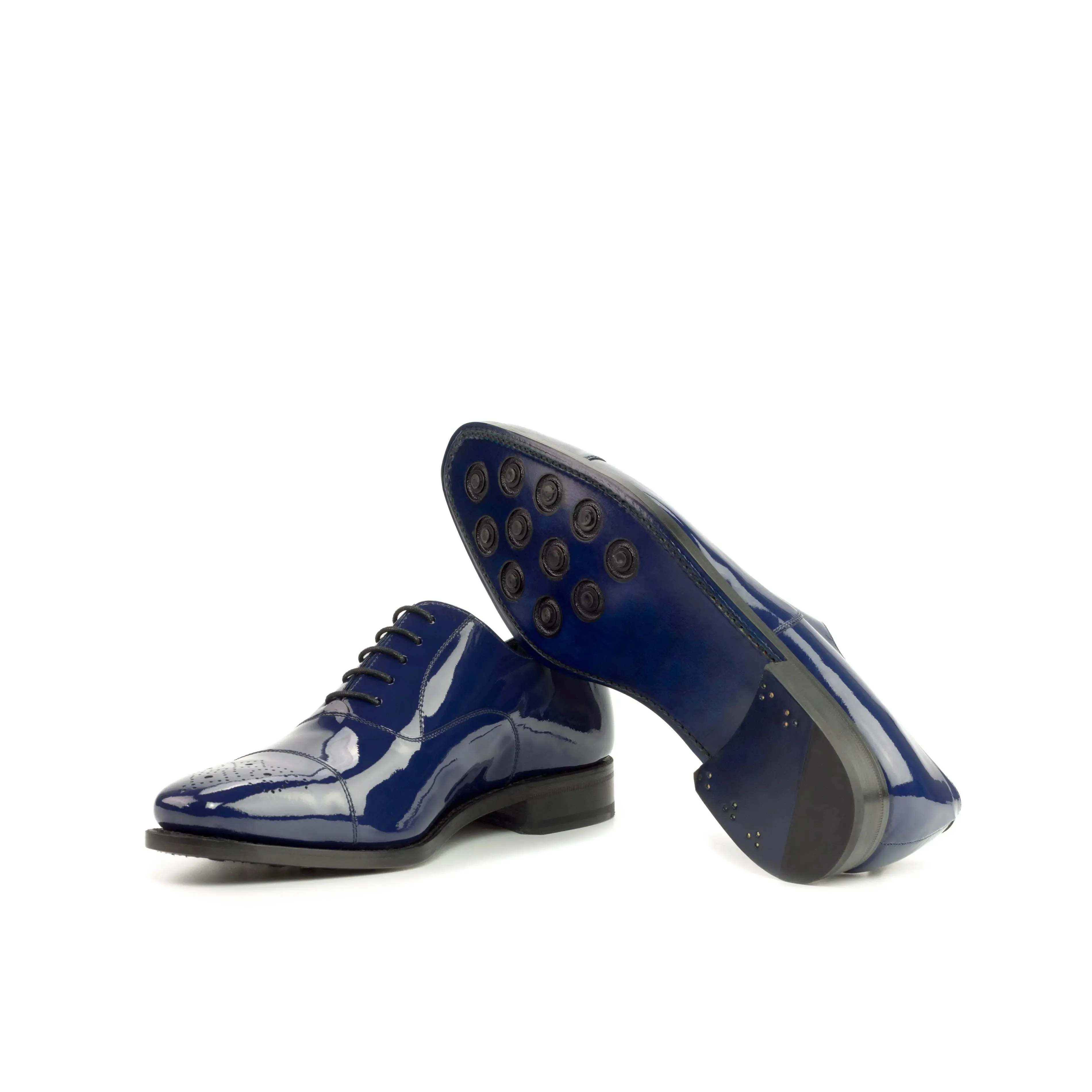 DapperFam Rafael in Cobalt Blue Men's Italian Patent Leather Oxford