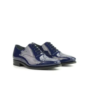 DapperFam Rafael in Cobalt Blue Men's Italian Patent Leather Oxford