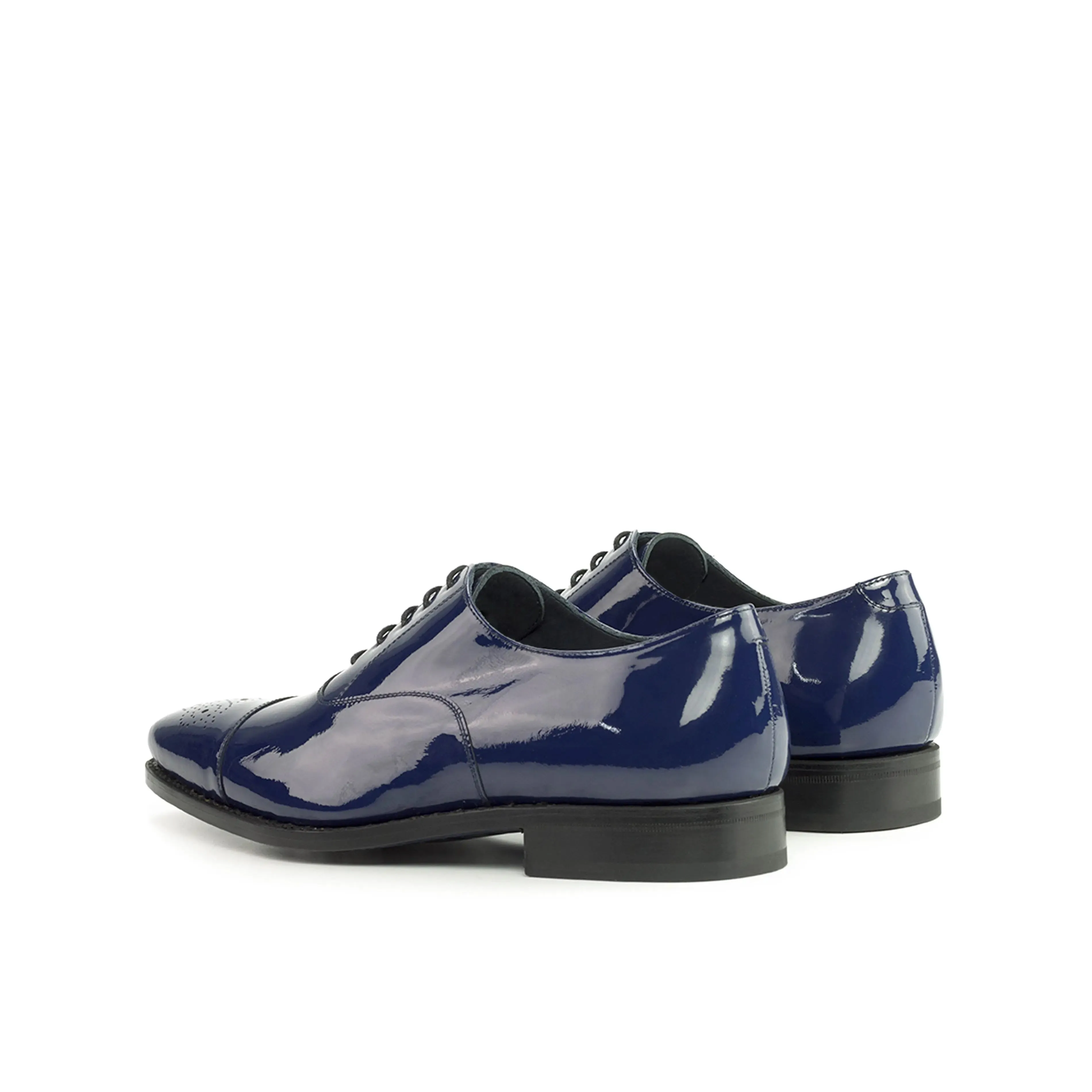 DapperFam Rafael in Cobalt Blue Men's Italian Patent Leather Oxford