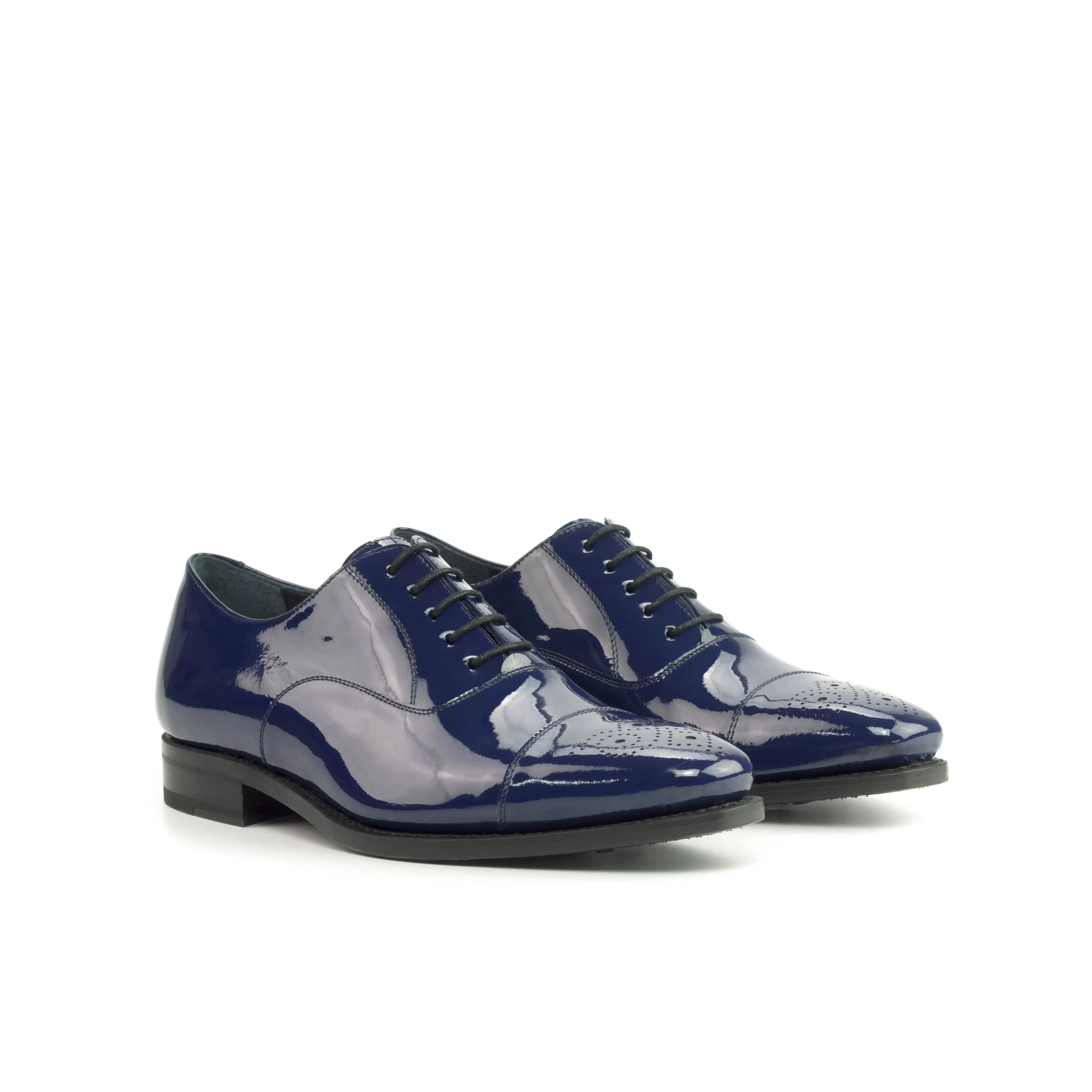DapperFam Rafael in Cobalt Blue Men's Italian Patent Leather Oxford