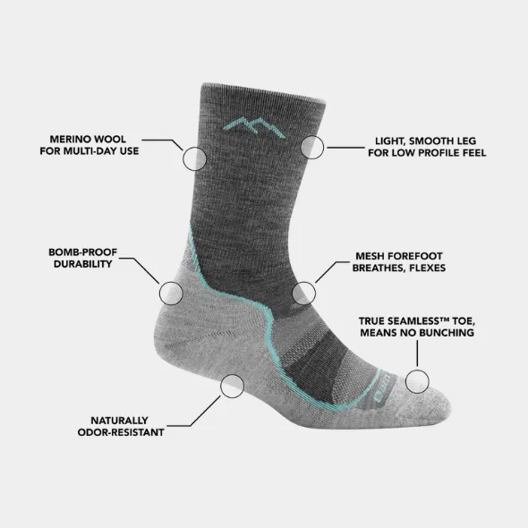 Darn Tough Women's Micro Crew Hiker Lightweight Cushion Socks 1967