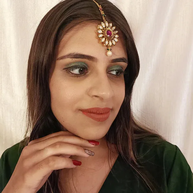 Designer Gold Plated Royal Kundan Maangtikka (D38)