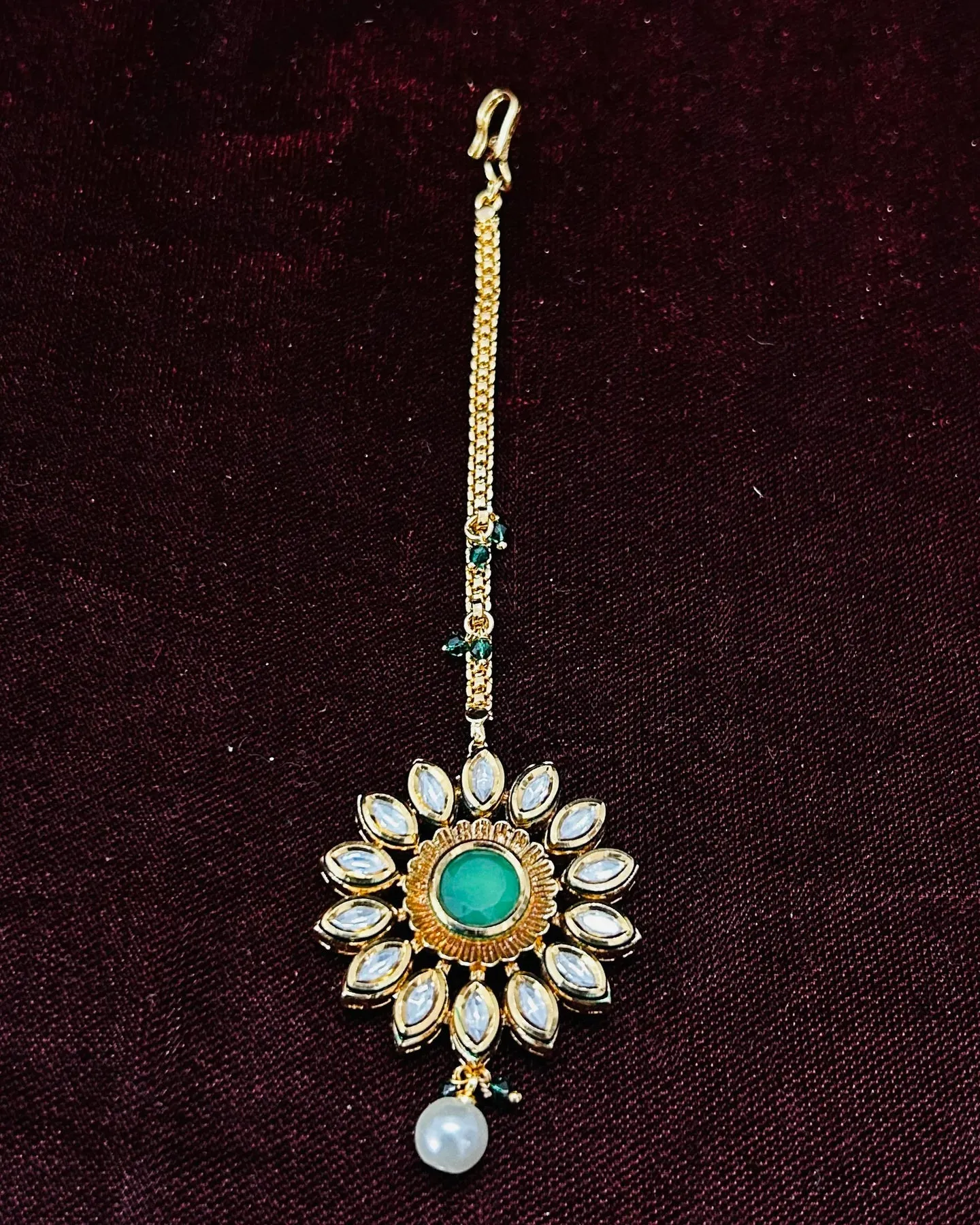 Designer Gold Plated Royal Kundan Maangtikka (D38)