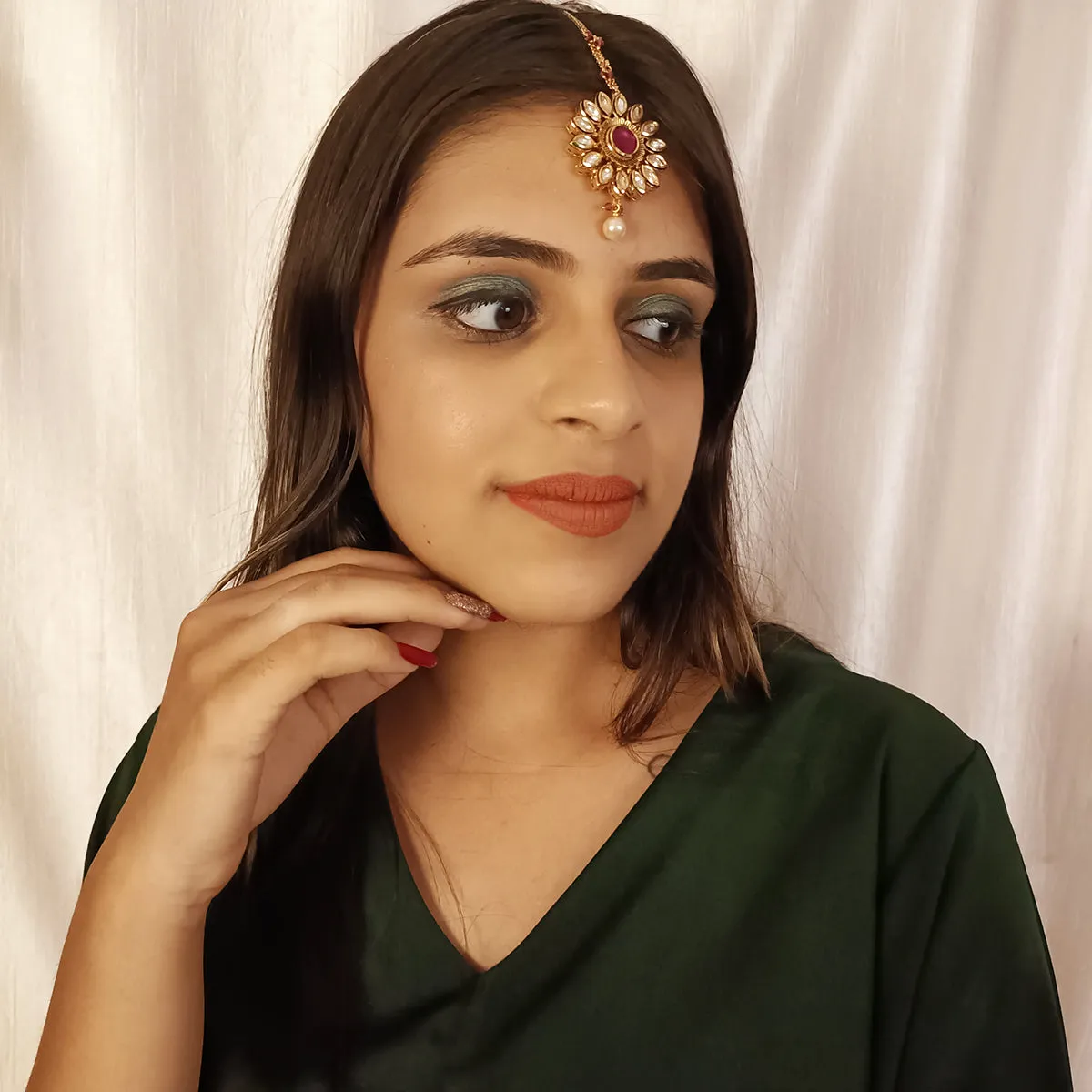 Designer Gold Plated Royal Kundan Maangtikka (D38)