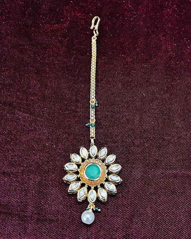 Designer Gold Plated Royal Kundan Maangtikka (D38)