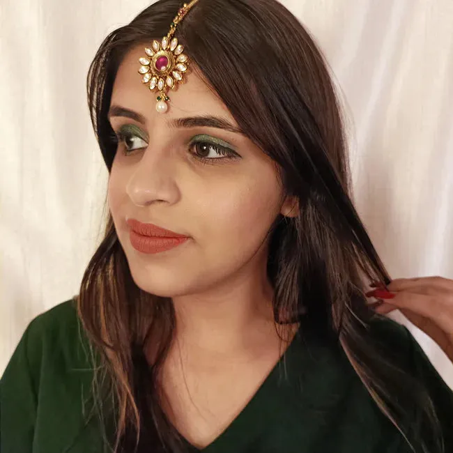 Designer Gold Plated Royal Kundan Maangtikka (D38)
