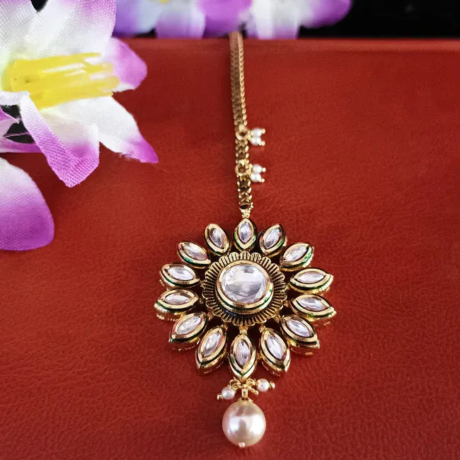 Designer Gold Plated Royal Kundan Maangtikka (D38)
